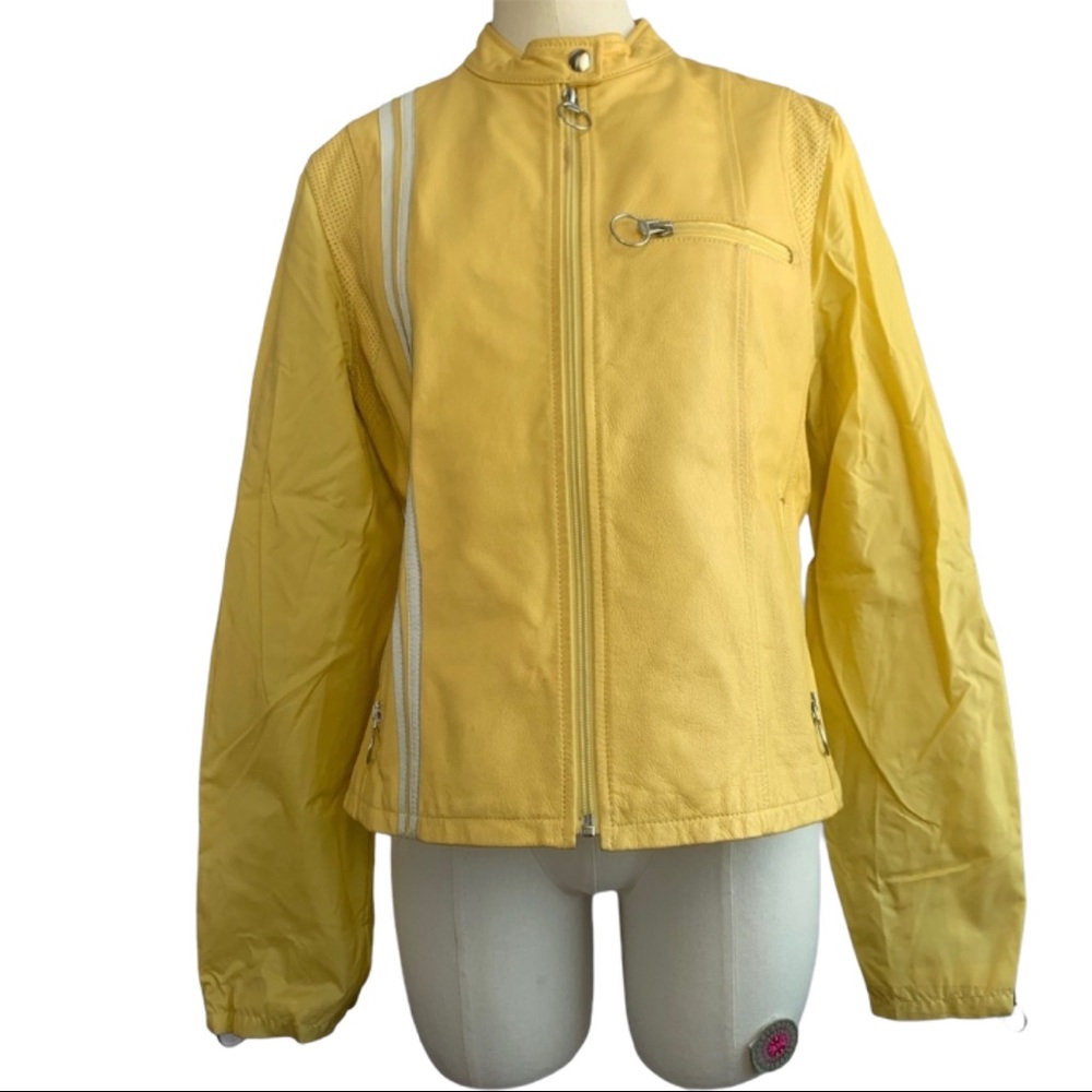 Wilson’s Maxima Mustard Yellow Leather Jacket Sz L